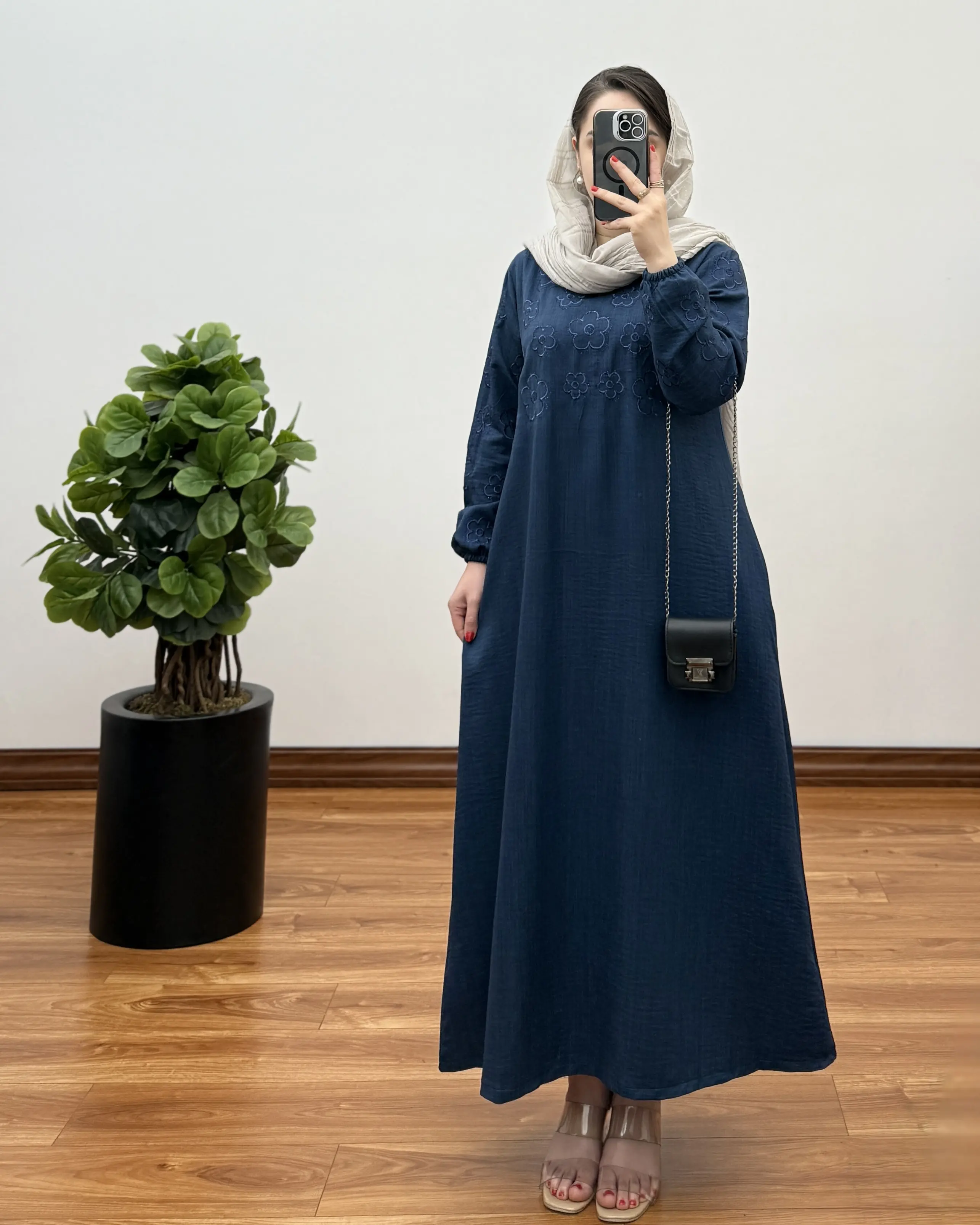 پیراهن مانتویی شانتون بلند مدل نگین